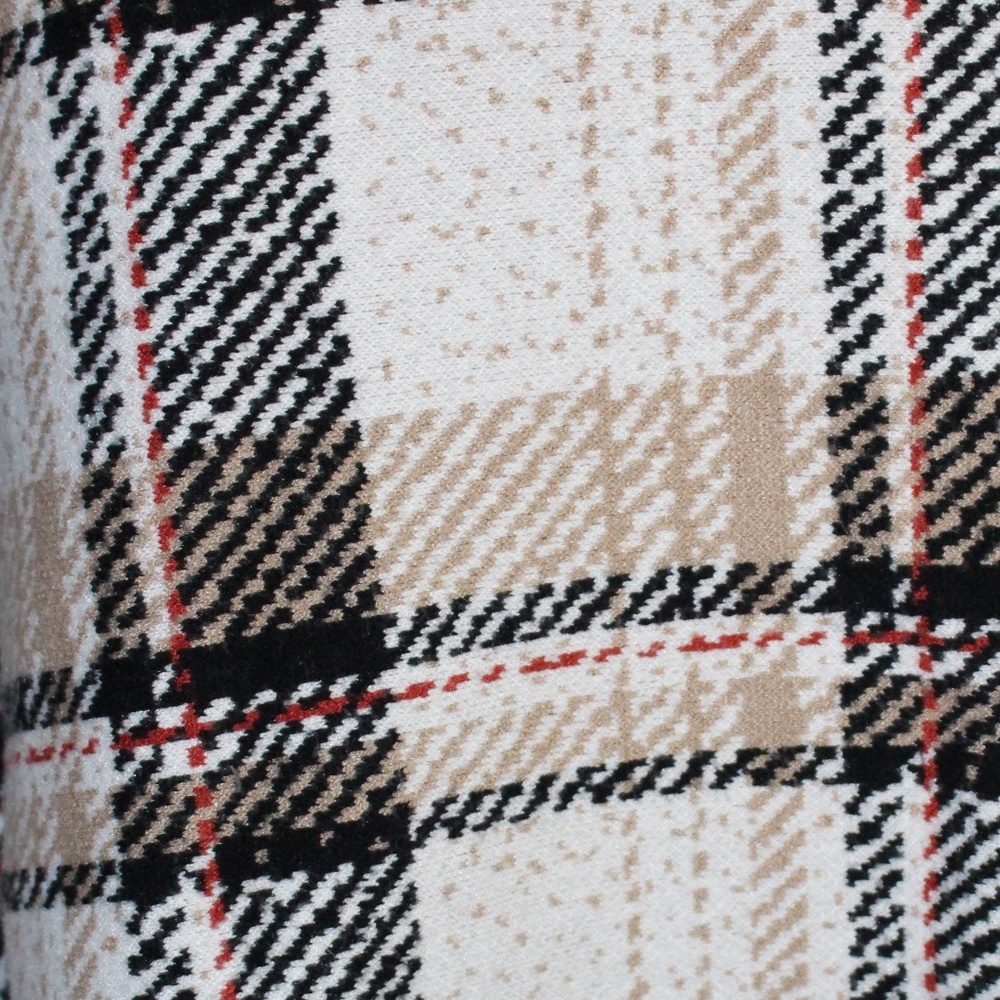 TAHARI, Turtleneck Tan Red Plaid Full Zip Cape Poncho Size SMALL/MEDIUM - Picture 6 of 8